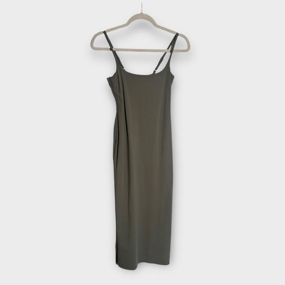 NEW Open Edit Smooth Edit Strappy Midi Slipdress, Olive Green Midi Dress, XS - Picture 7 of 12
